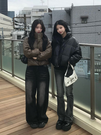 皮革触感加厚短款夹克