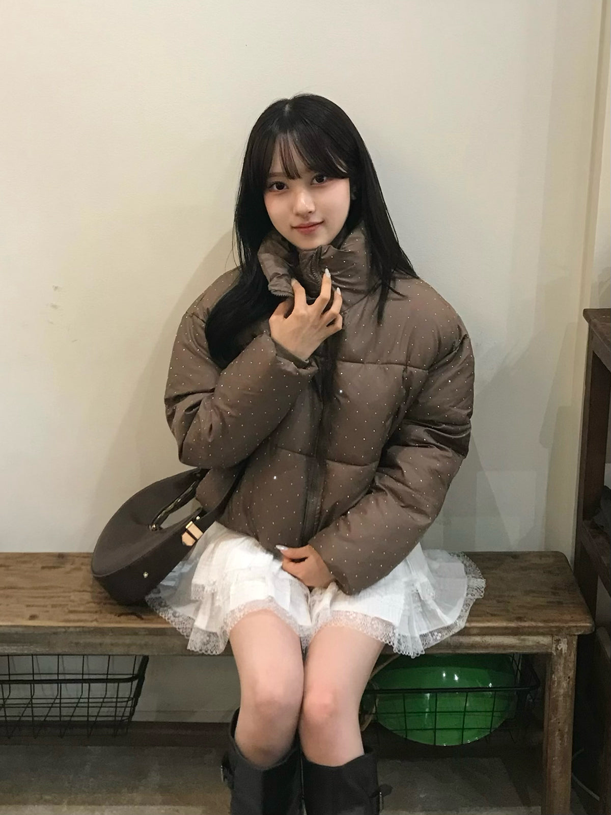 ラインストーンパデッドブルゾン