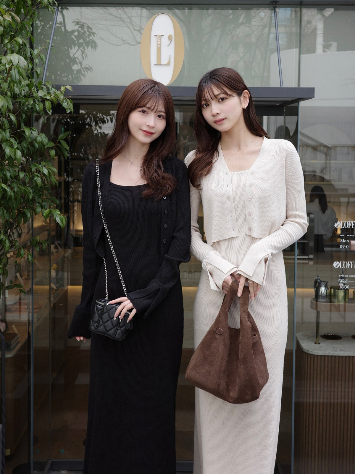 フロントボタンフレアニットセットワンピース