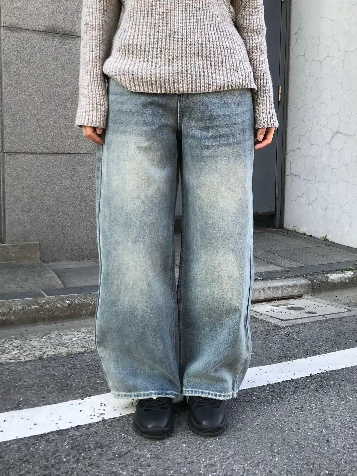 ウォッシングポケットワイドデニムパンツ