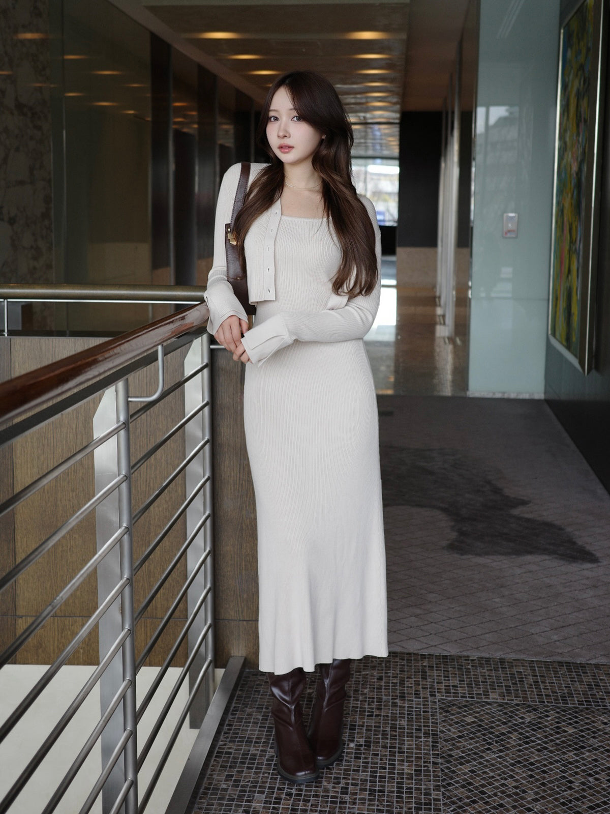 フロントボタンフレアニットセットワンピース – ANDOR ONLINE