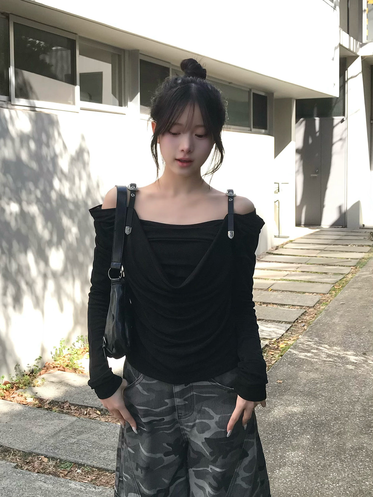 ベルトショルダーシアーカットソー