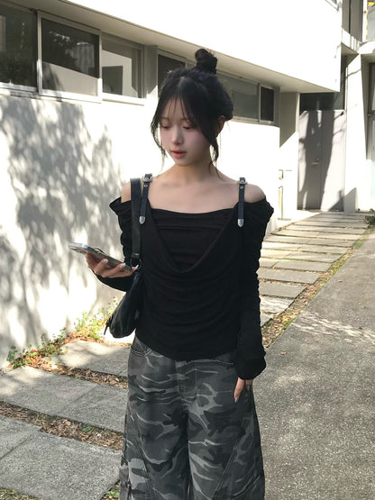 ベルトショルダーシアーカットソー