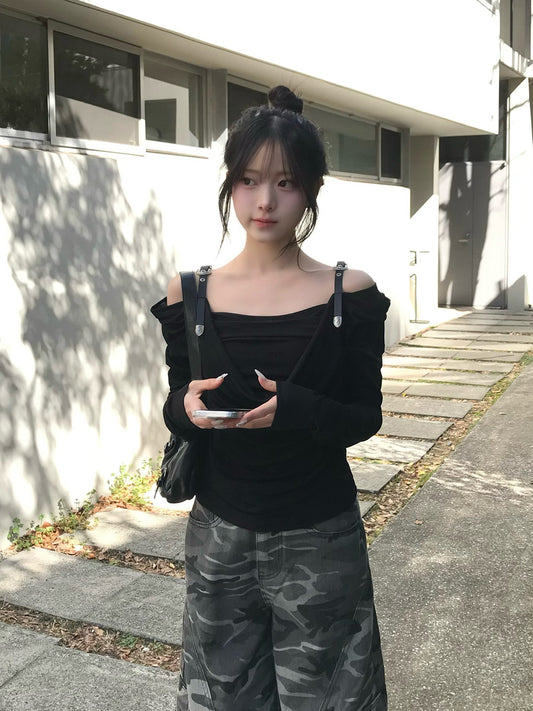 ベルトショルダーシアーカットソー