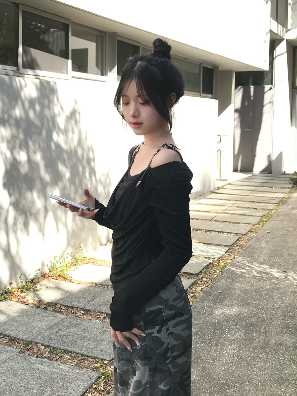 ベルトショルダーシアーカットソー