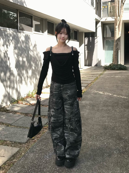 ベルトショルダーシアーカットソー