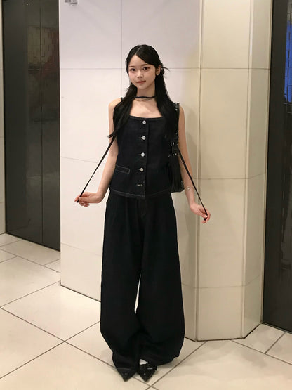 デニムタイキャミセットアップ