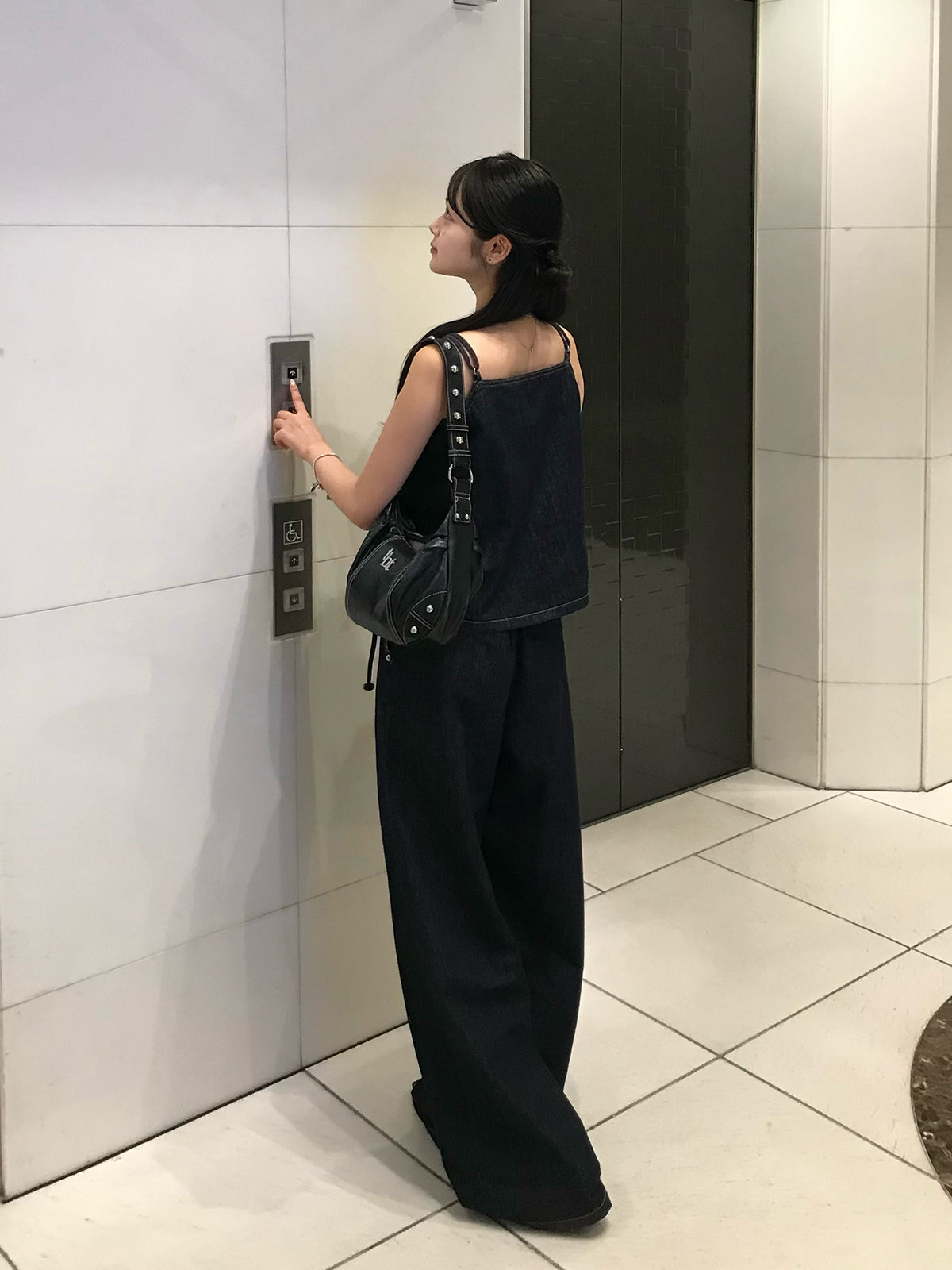 デニムタイキャミセットアップ