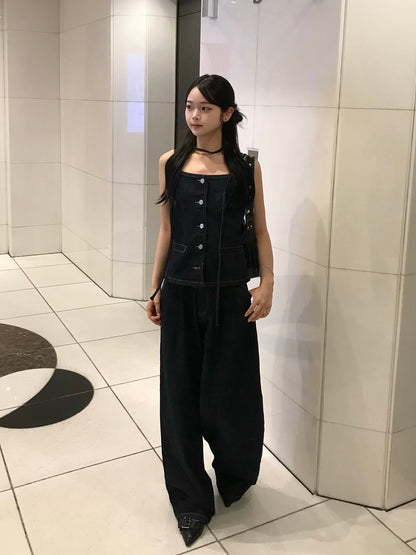デニムタイキャミセットアップ