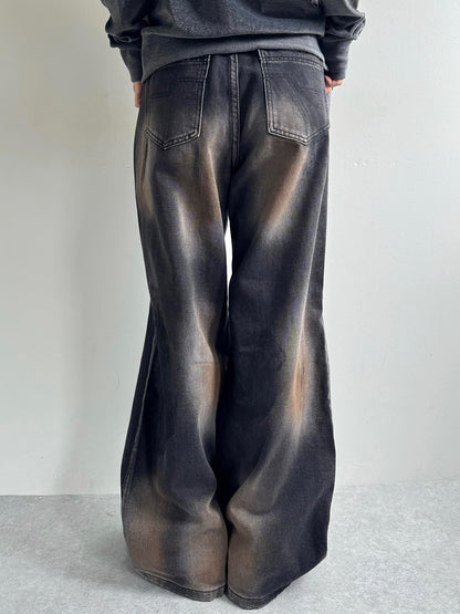 Paint Wide Black Denim Pants