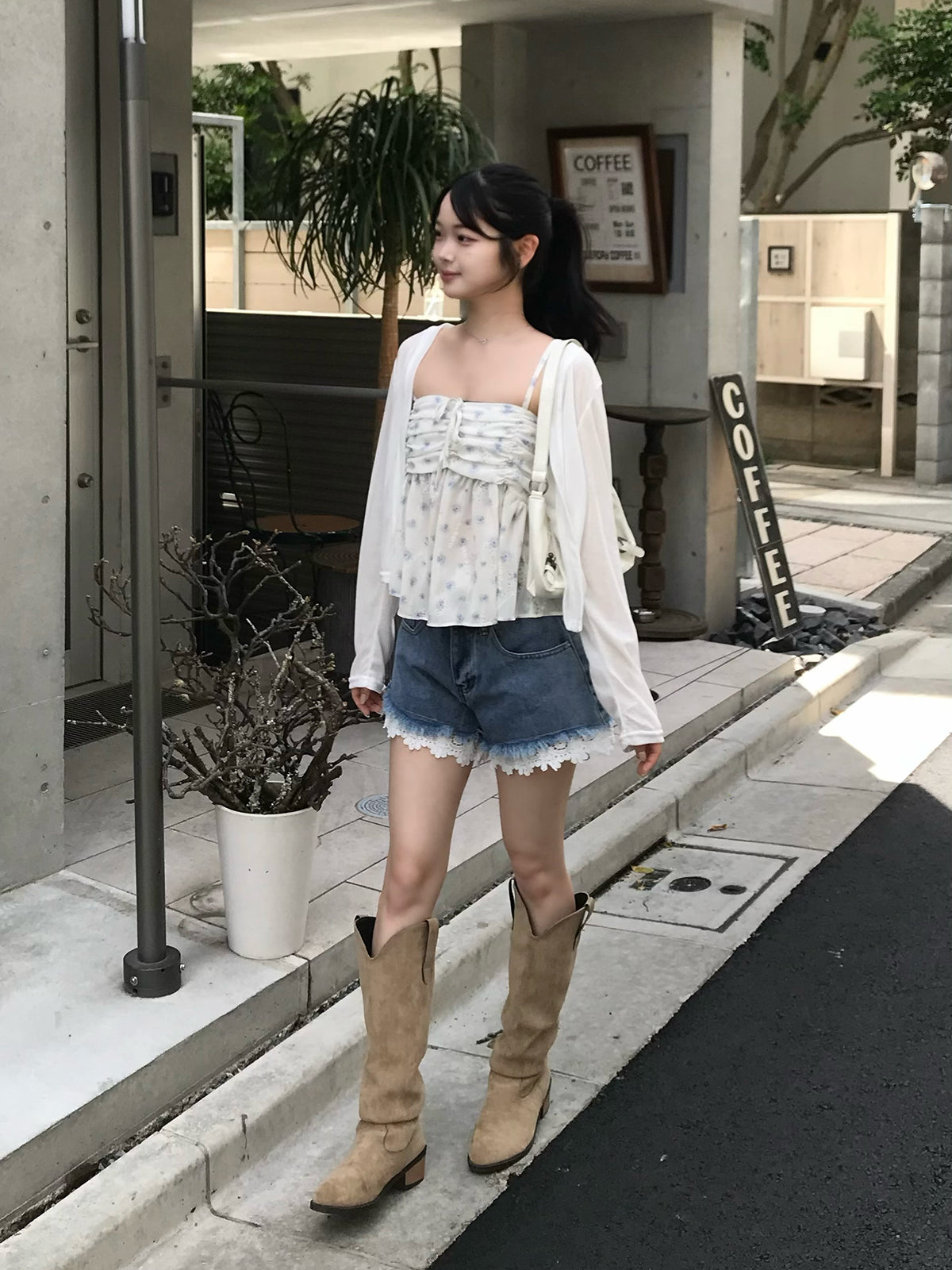 フラワーシアーキャミカーディガンセット
