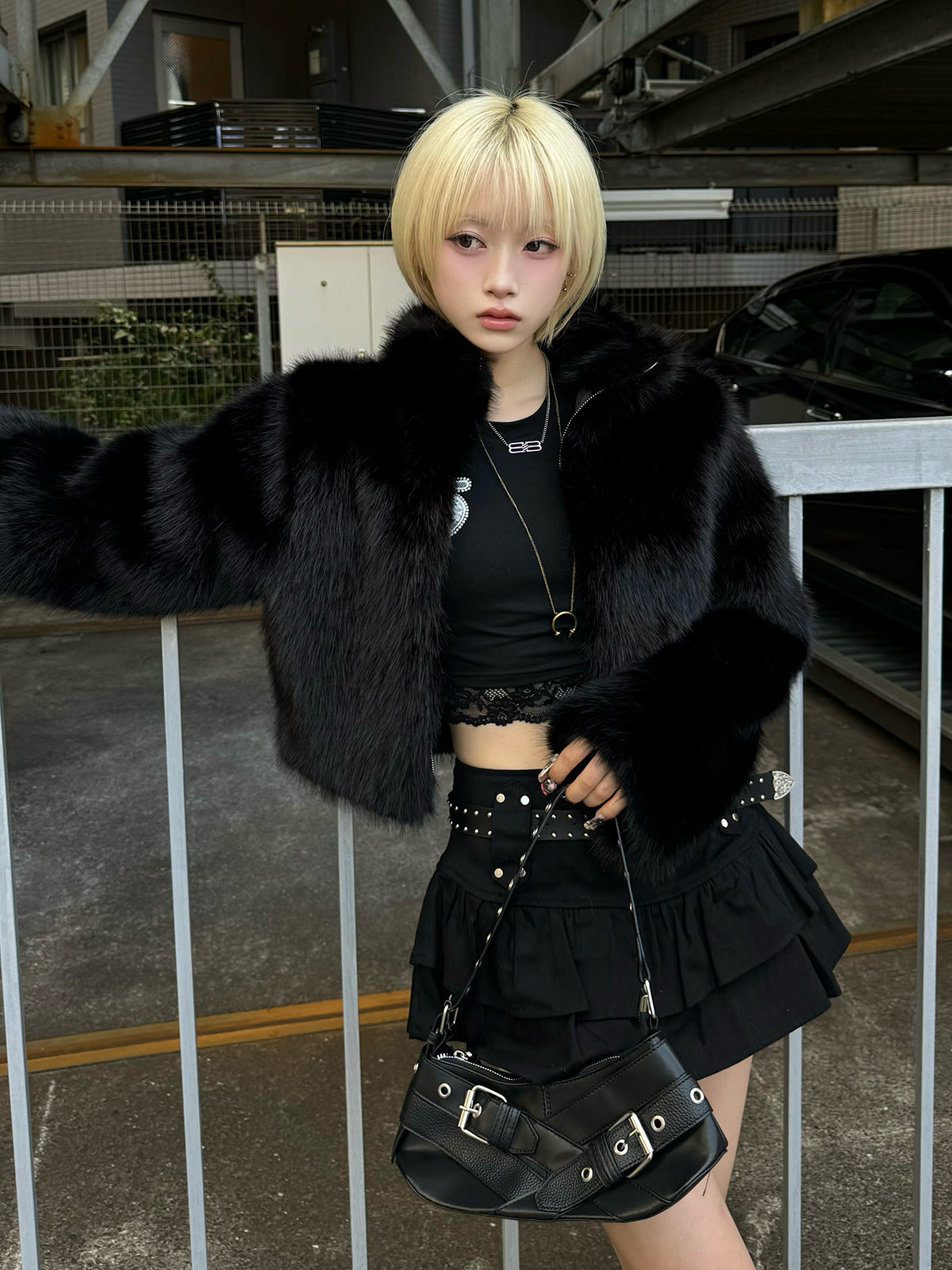 ファーライクスタンドショートブルゾン