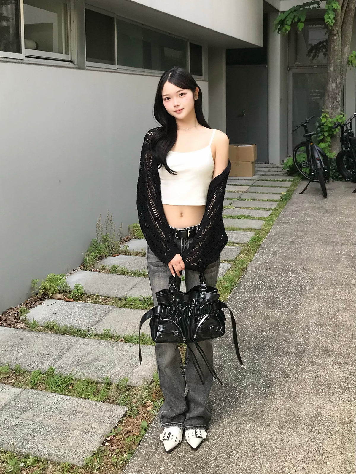 ルーズメッシュクロップドボレロ