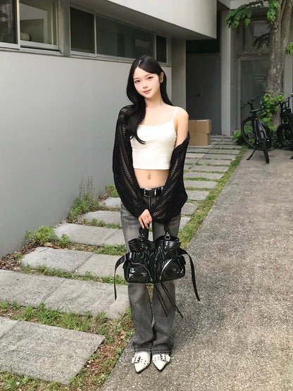 ルーズメッシュクロップドボレロ