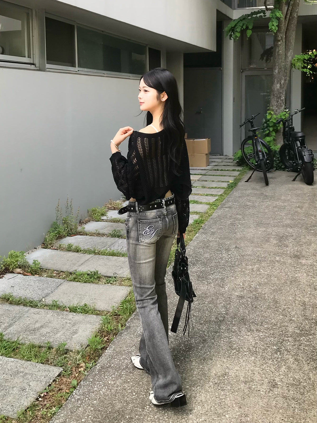ルーズメッシュクロップドボレロ