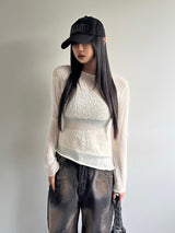 Mixed Asymmetry Sheer Knit - Ivory