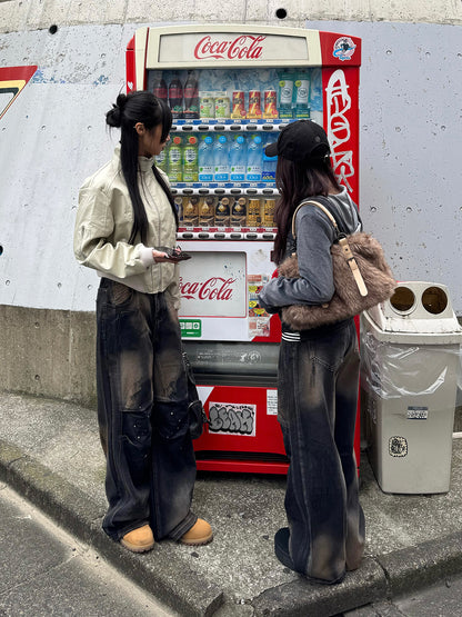 Paint Wide Black Denim Pants