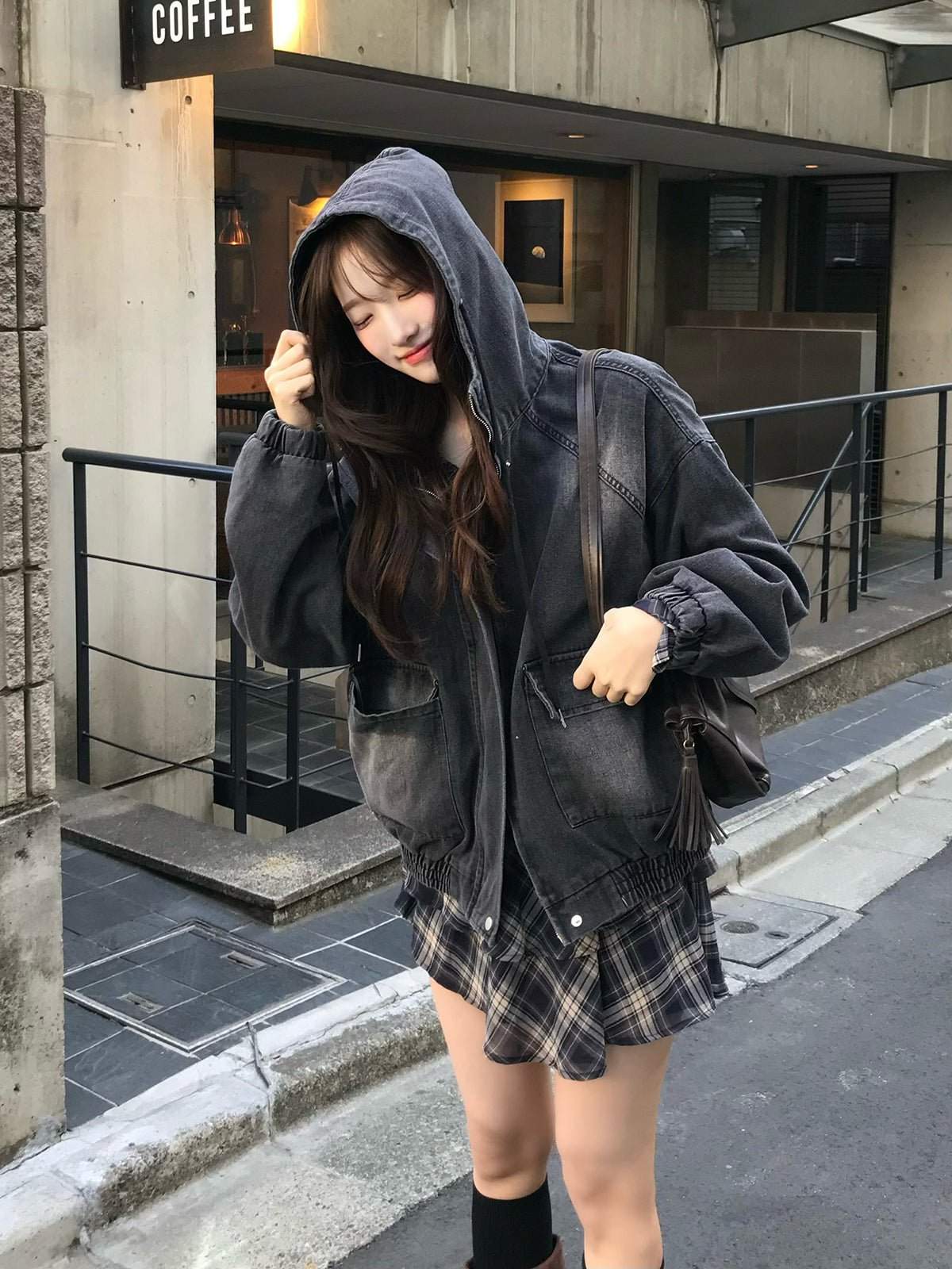 デニムウォッシュダブルジップブルゾン