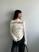 Cut-out shirred top - ivory