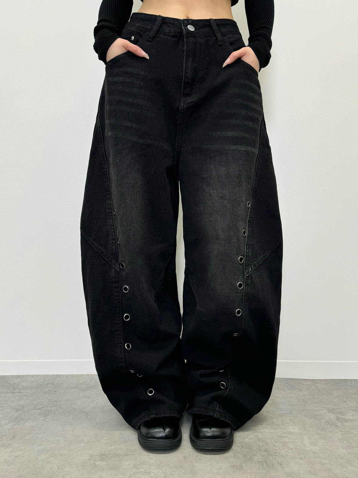 アイレットワイドカーブデニムパンツ