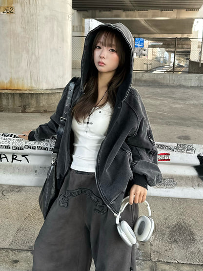 ウォッシュジップデザインブルゾン