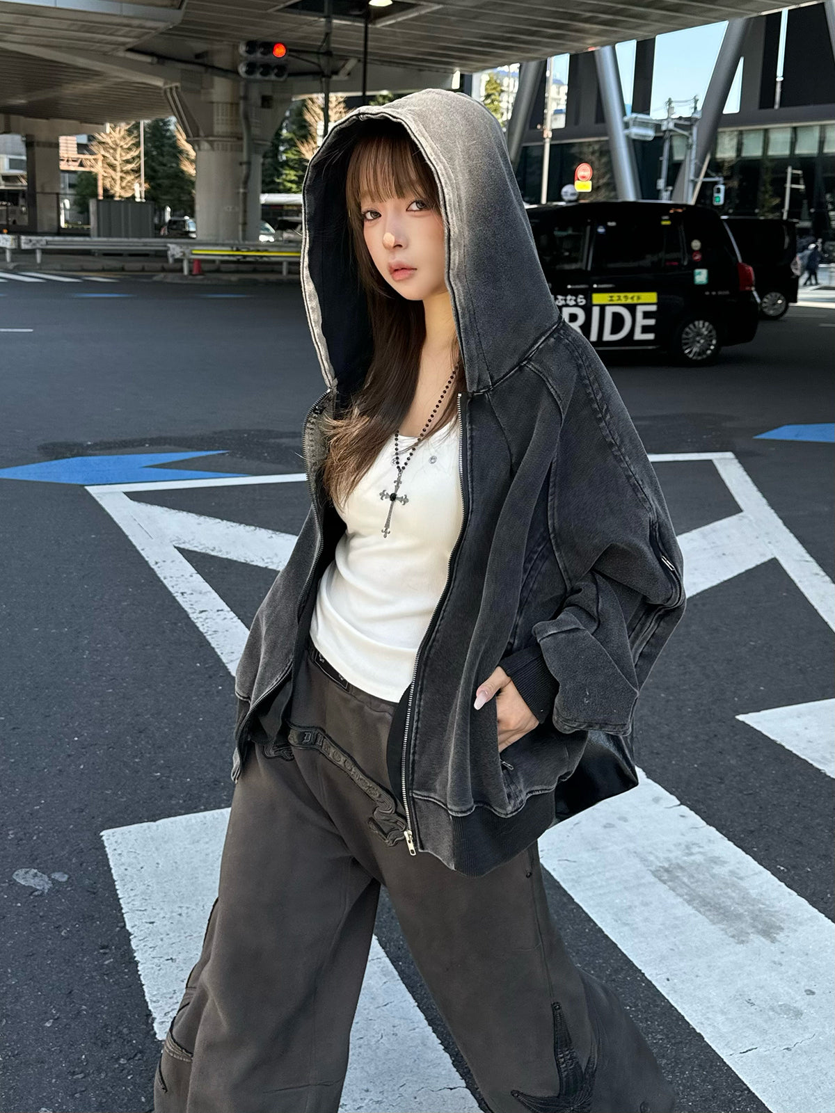 ウォッシュジップデザインブルゾン