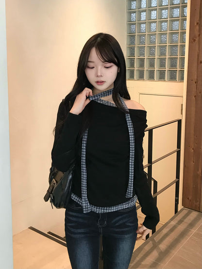 ドレープチェックタイカットソー