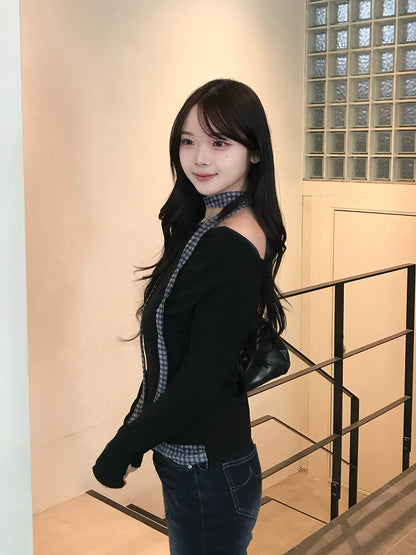 ドレープチェックタイカットソー