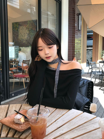 ドレープチェックタイカットソー