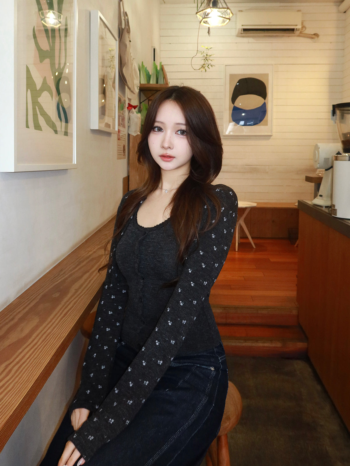 フラワーデザインカーディガンセット