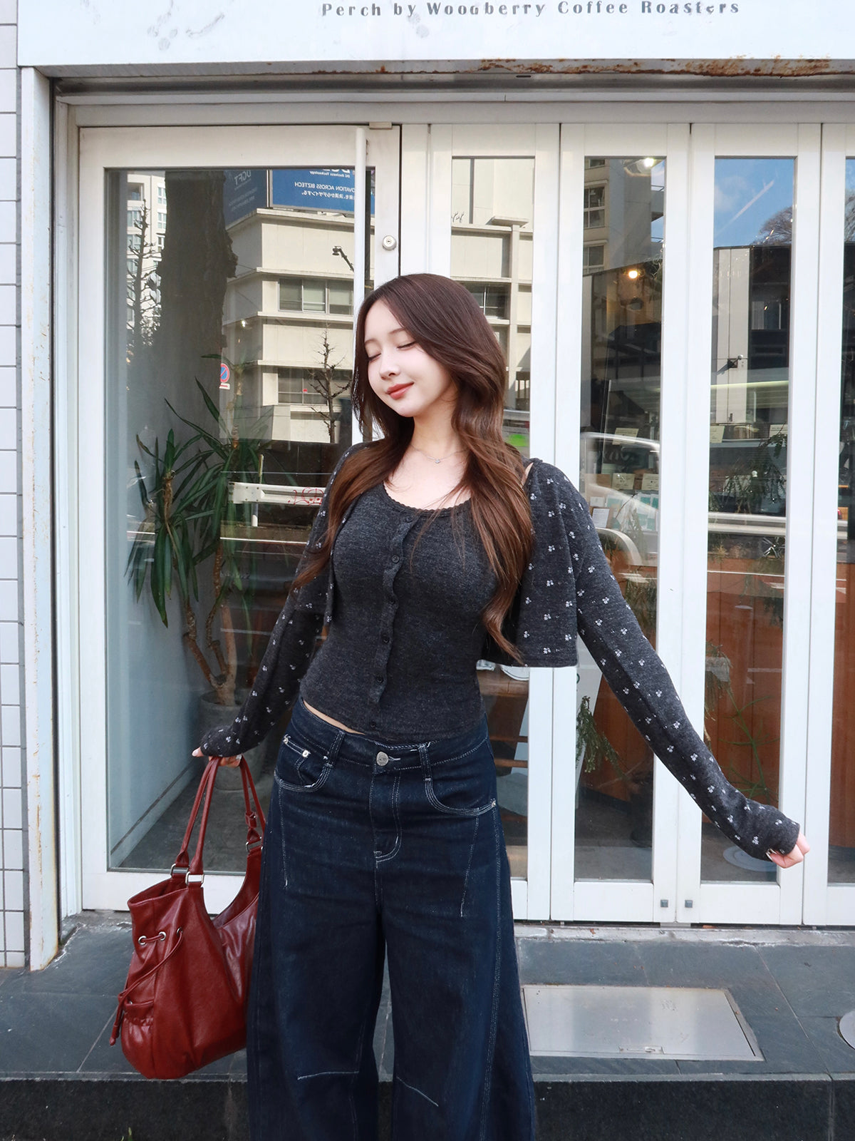 フラワーデザインカーディガンセット