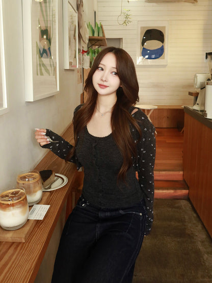 フラワーデザインカーディガンセット