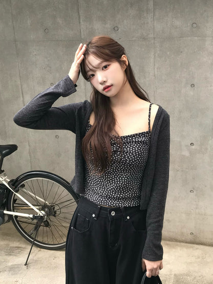 フラワーパターンキャミカーディガンセット