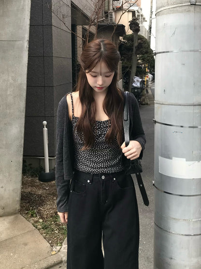 フラワーパターンキャミカーディガンセット