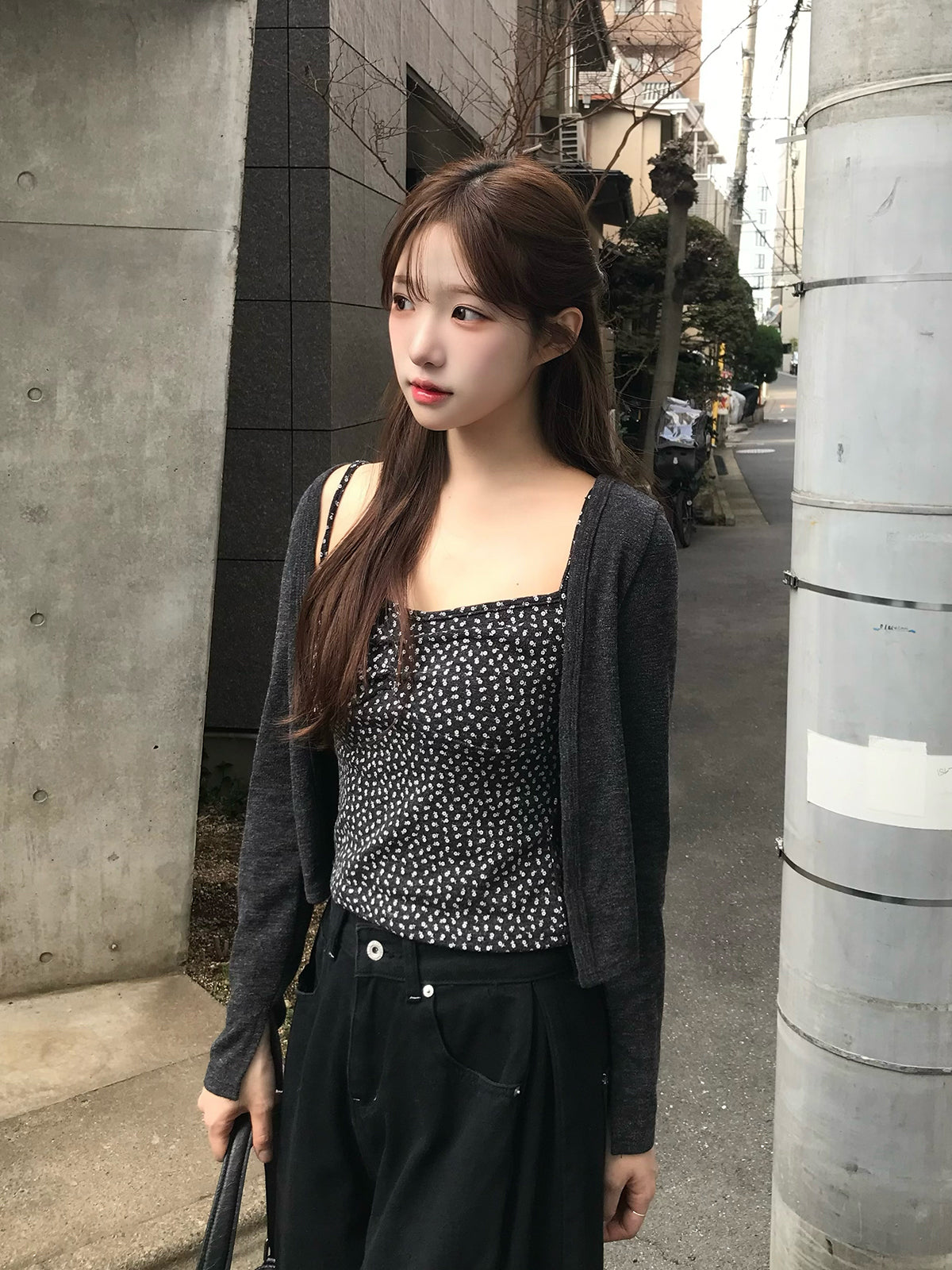 フラワーパターンキャミカーディガンセット