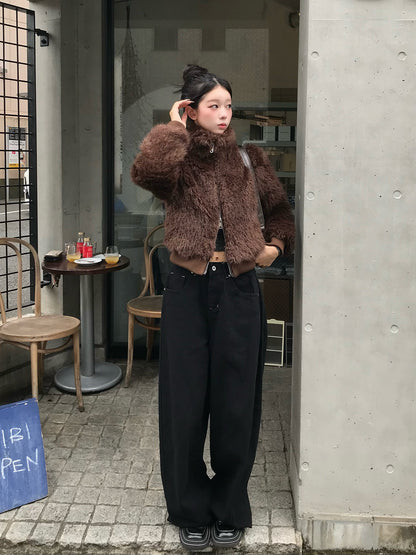 ステッチクロスワイドデニムパンツ