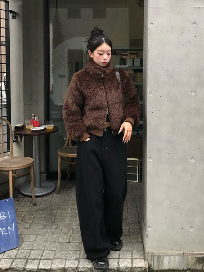 ステッチクロスワイドデニムパンツ