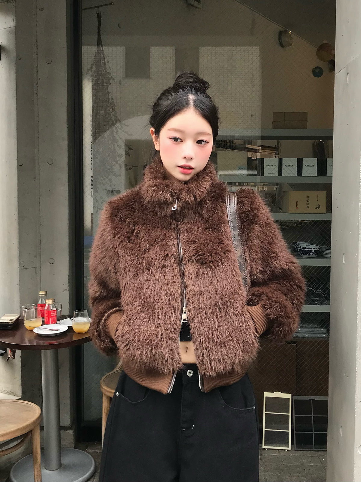 ファーライクダブルジップブルゾン