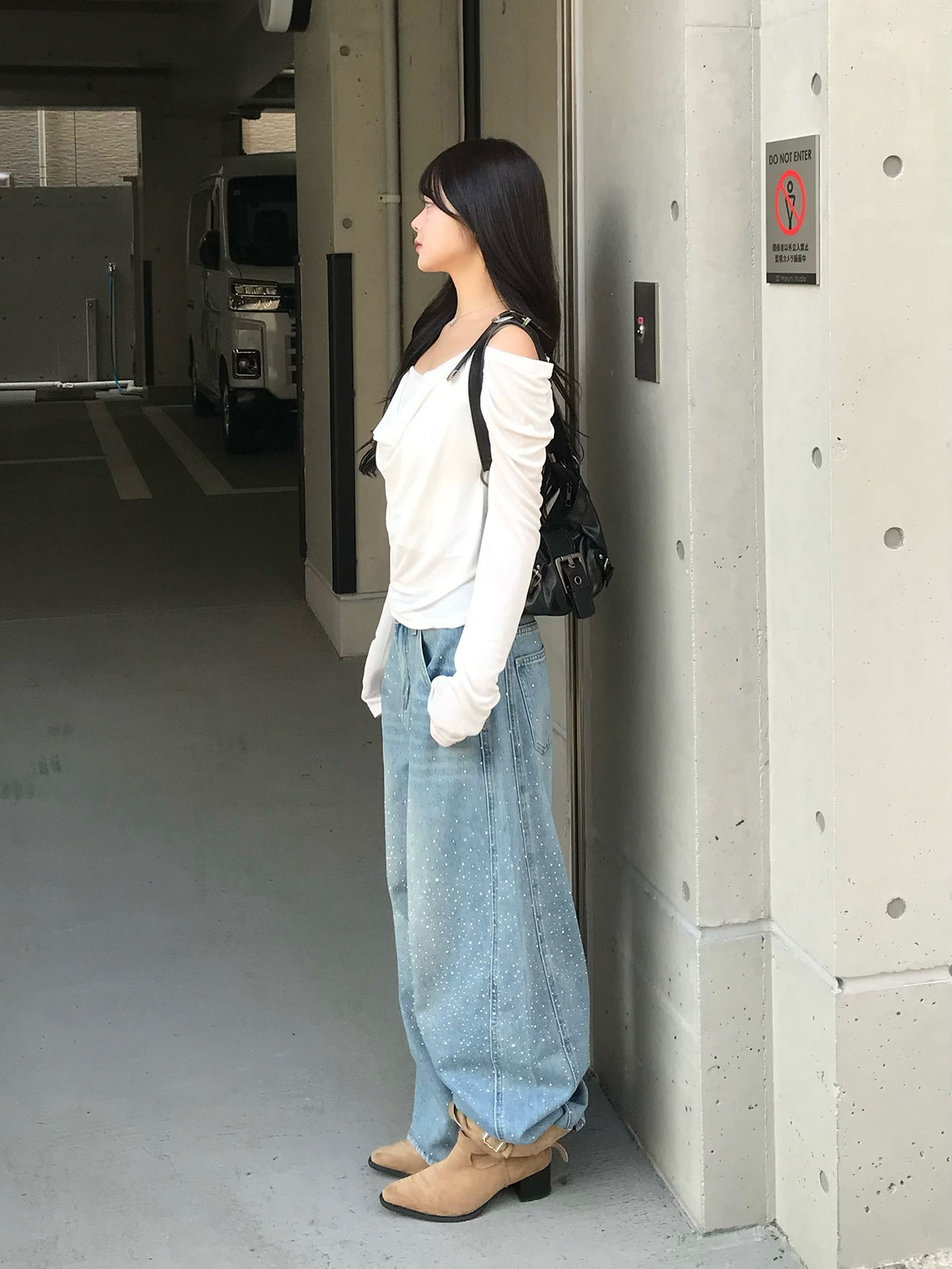 ベルトショルダーシアーカットソー