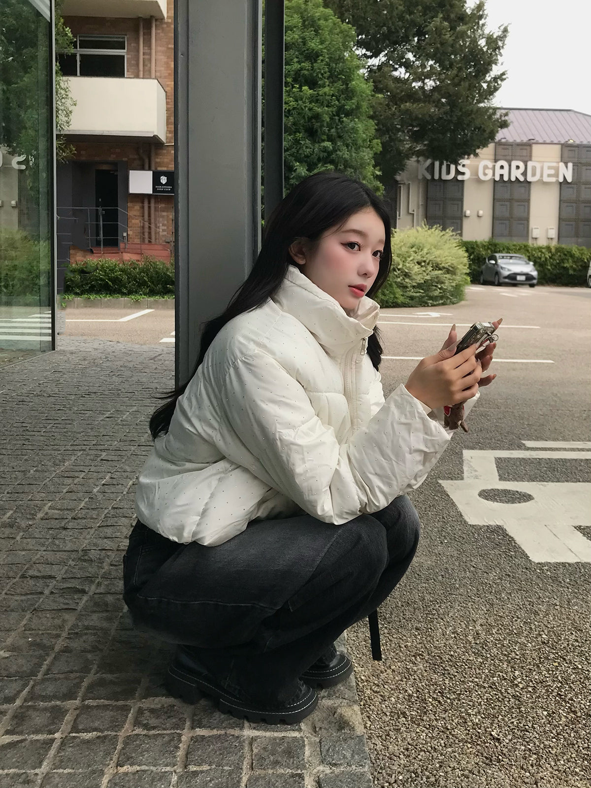 ラインストーンパデッドブルゾン