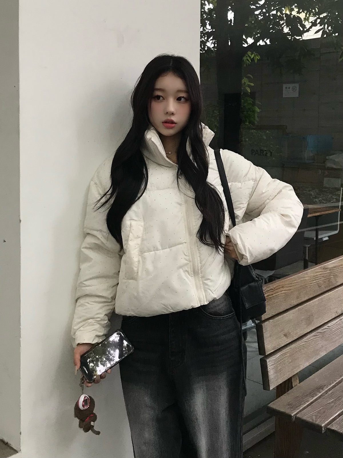 ラインストーンパデッドブルゾン