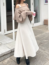 Flared dress knit set - beige