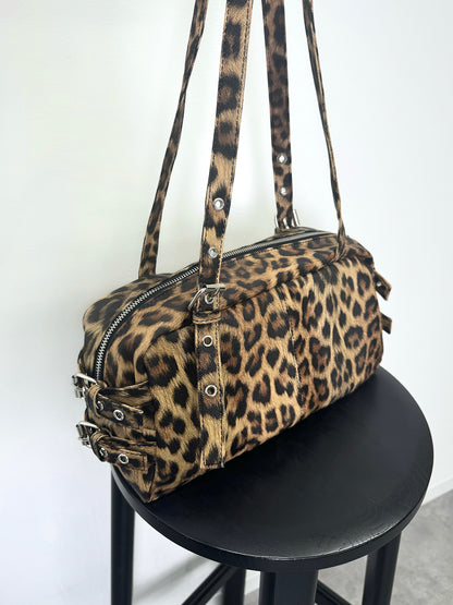 レオパードロングハンドルバッグ