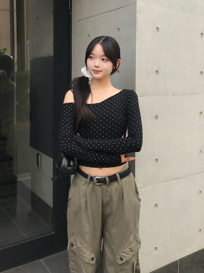 ラメドットワンショルカットソー