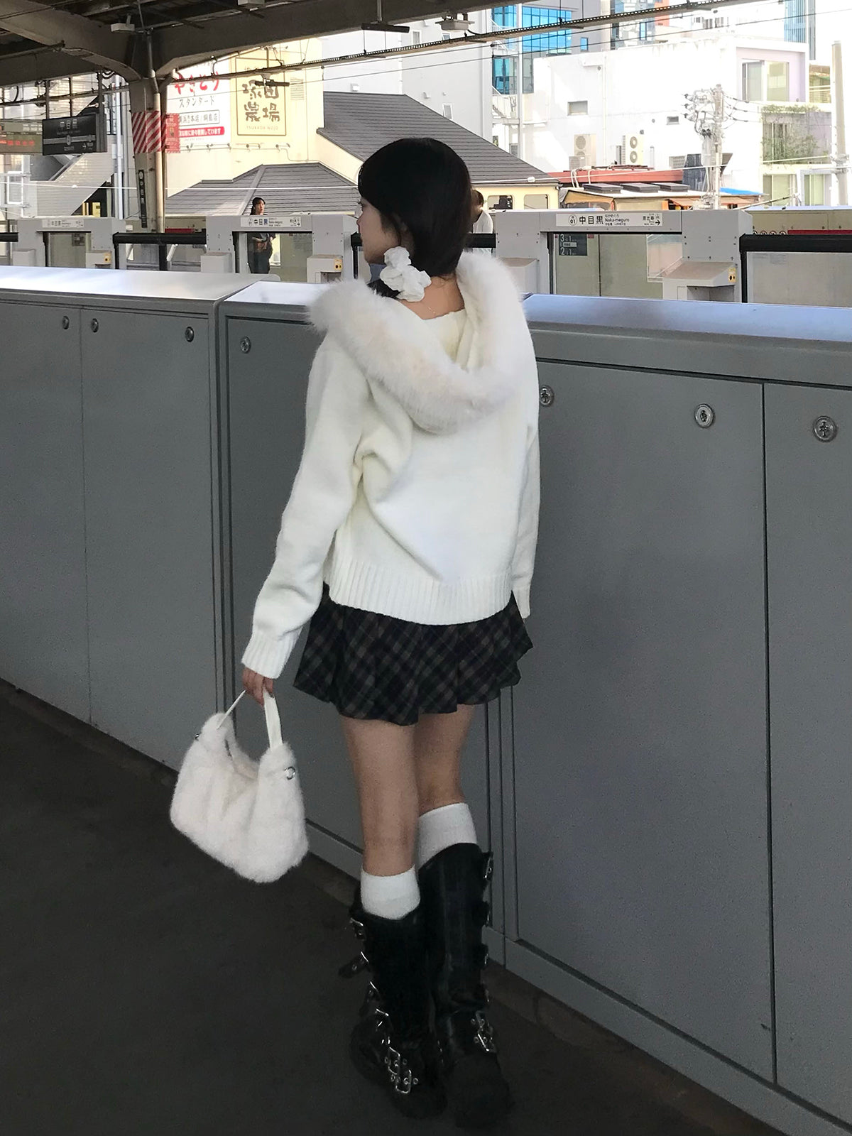 レトロチェックプリーツミニスカパン