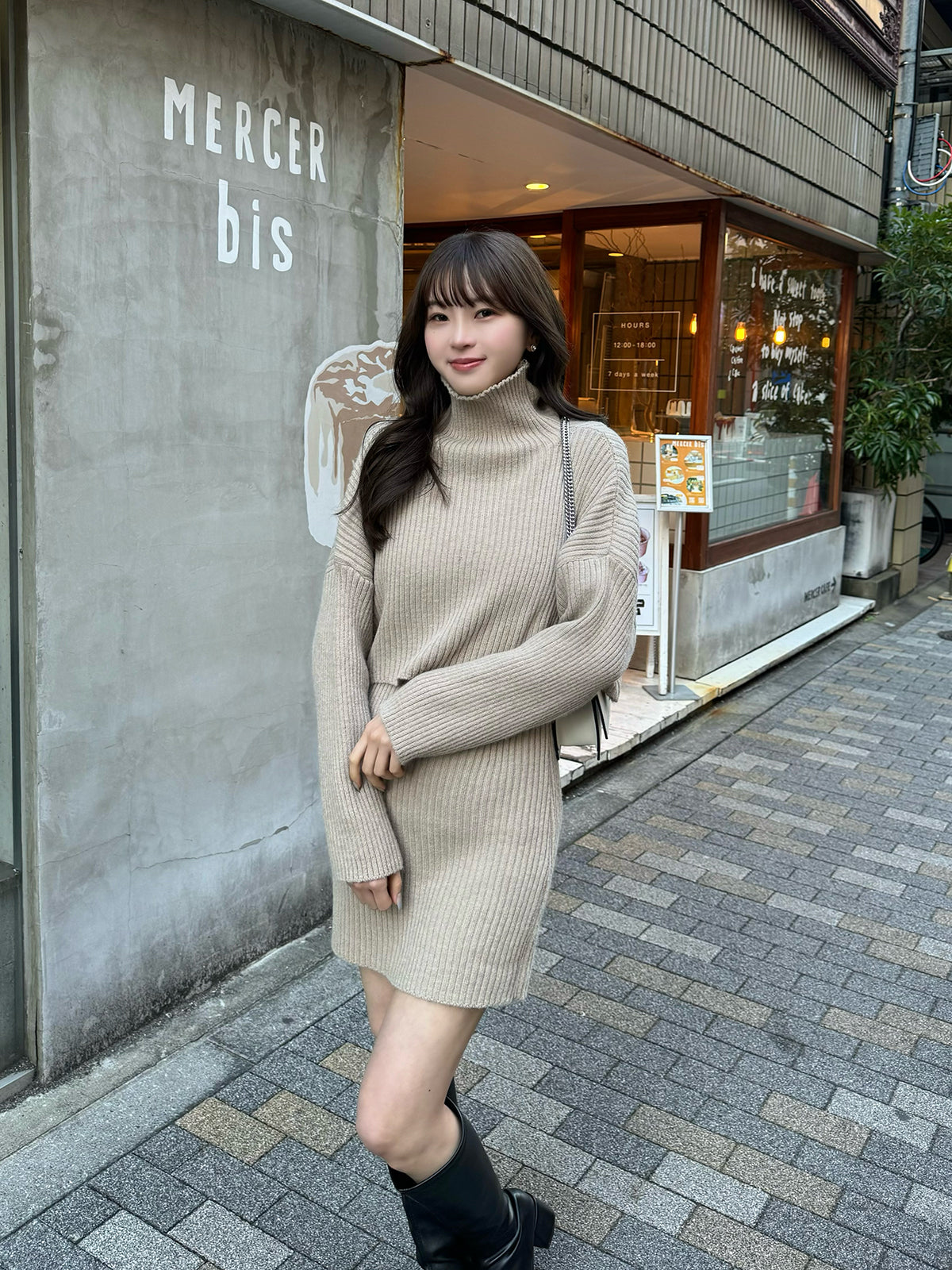 Turtleneck layered knit mini dress – ANDOR ONLINE