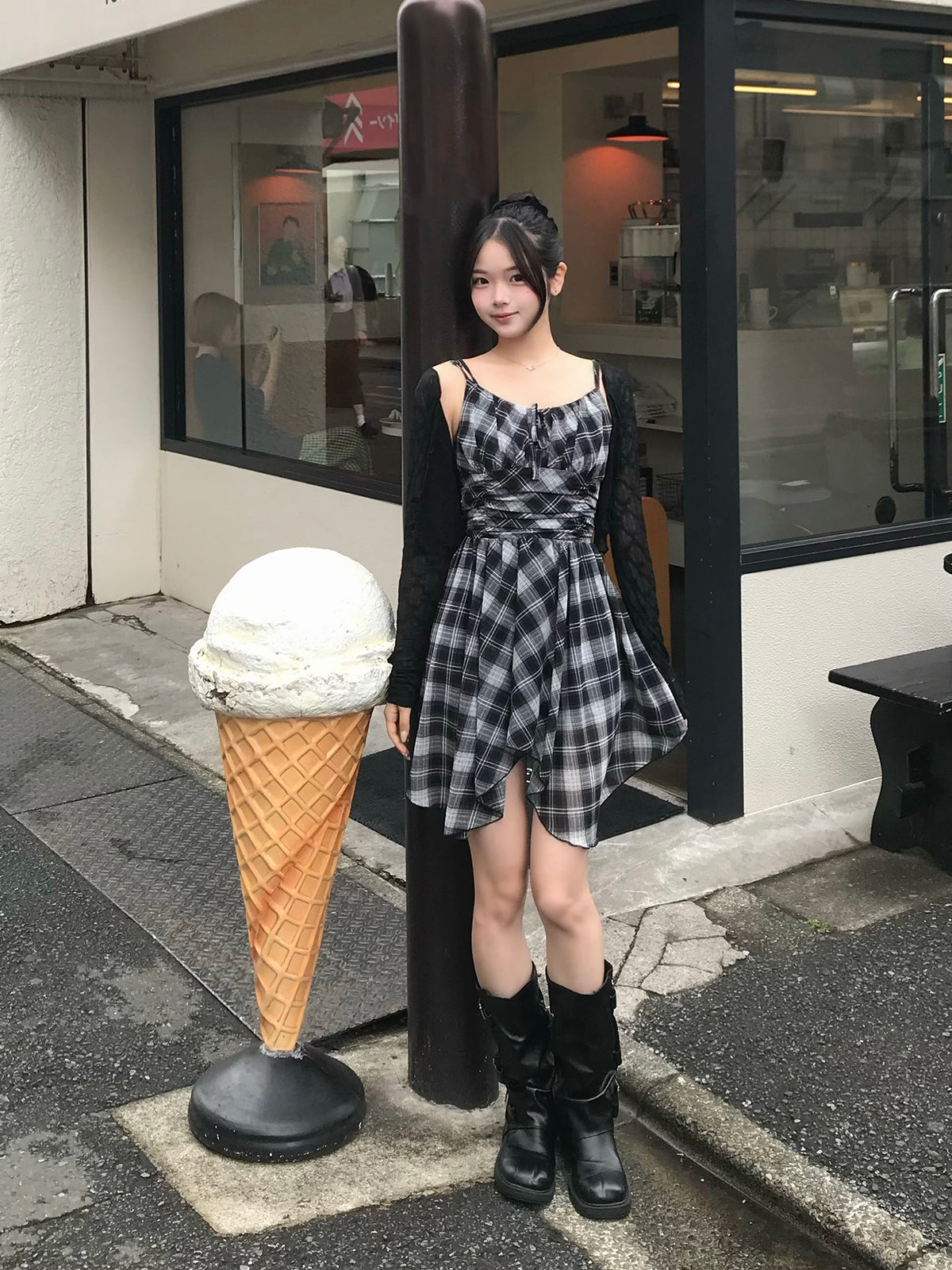 アンバランスヘムチェックミニワンピース – ANDOR ONLINE