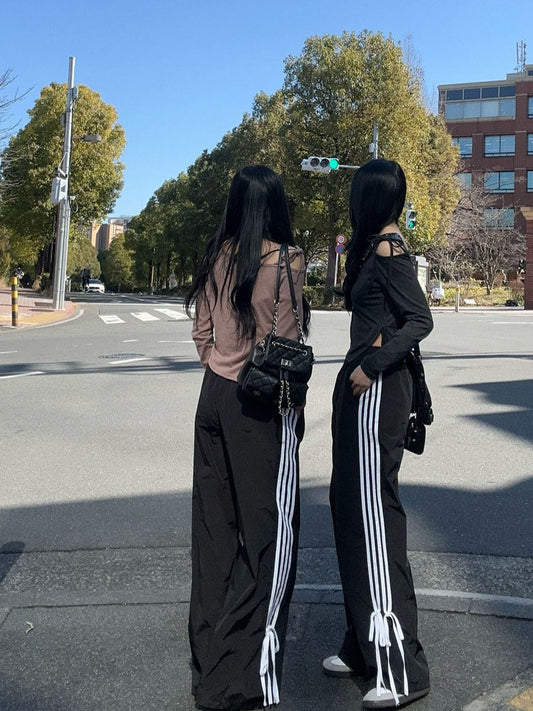 Side ribbon track pants