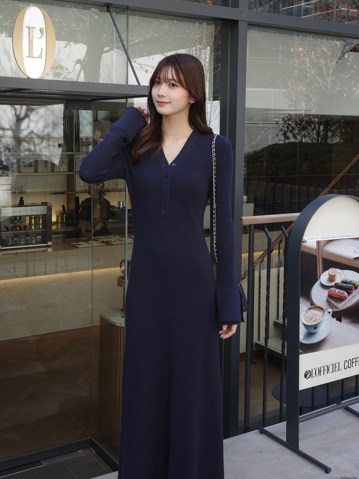 フロントボタンフレアニットワンピース – ANDOR ONLINE