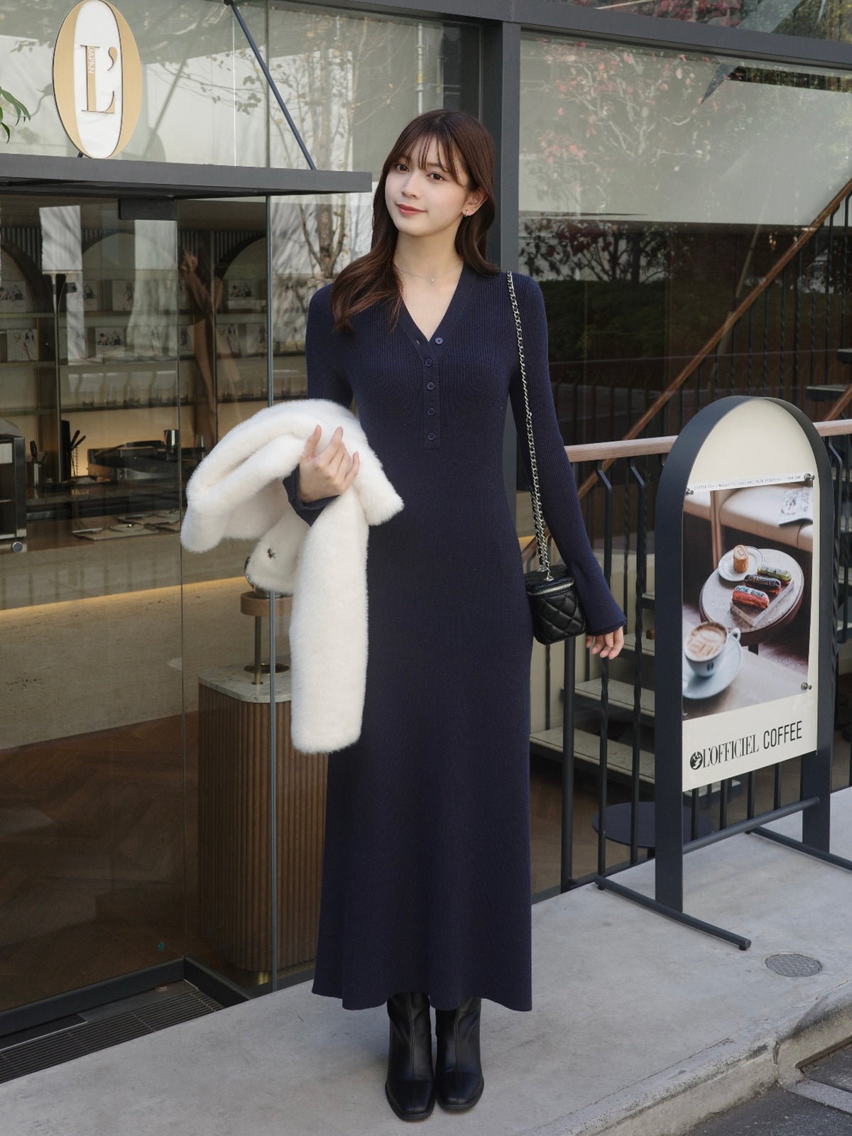 フロントボタンフレアニットワンピース – ANDOR ONLINE